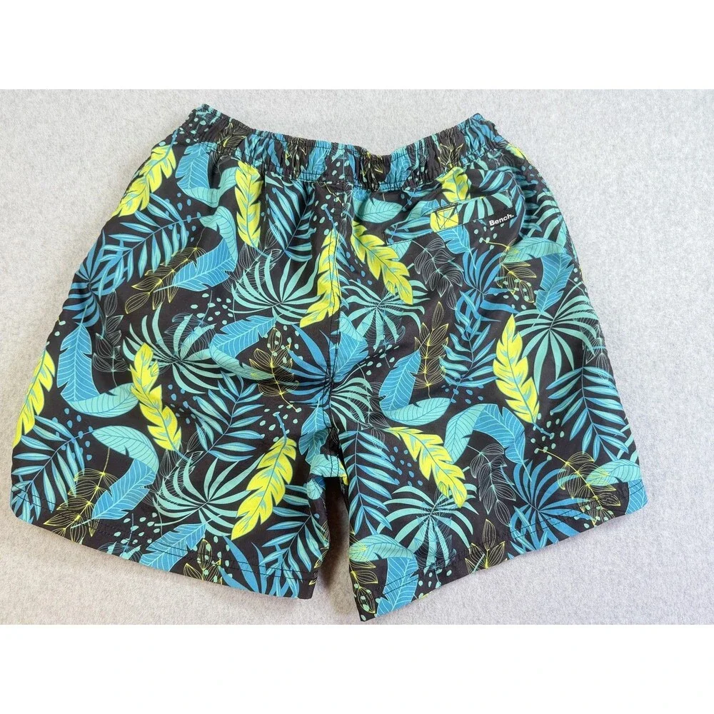 Bench Men's Swim Trunks Board Shorts M EU 50 Tropical Leaf Print Black Blue